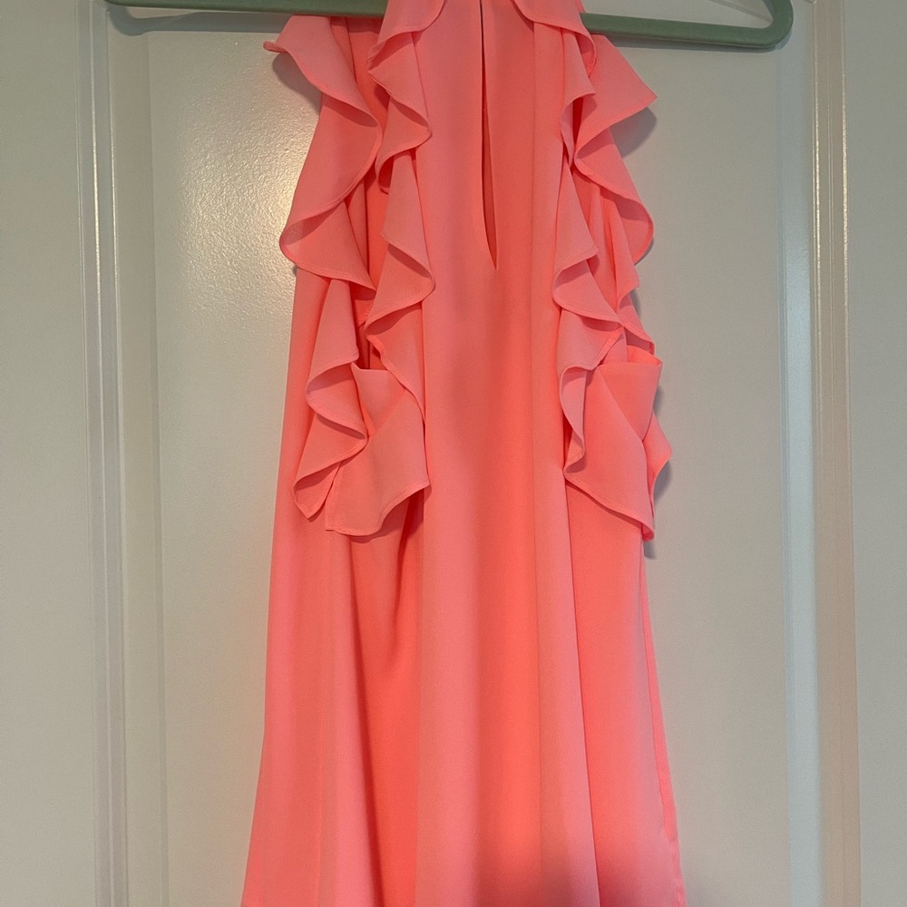 Pink Ruffle Sleeveless Dress